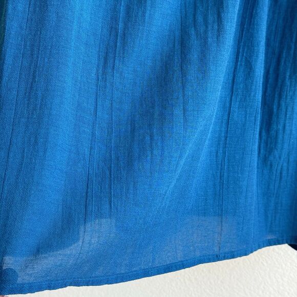 Gap Tiered Ruffle Blouse Size M Teal 3/4 Butterfly Sleeves Top - Picture 5 of 8